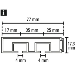 Vorhangschiene GE2 180 cm mit Profil für Blendenbefestigung weiß^Gardinia Discount