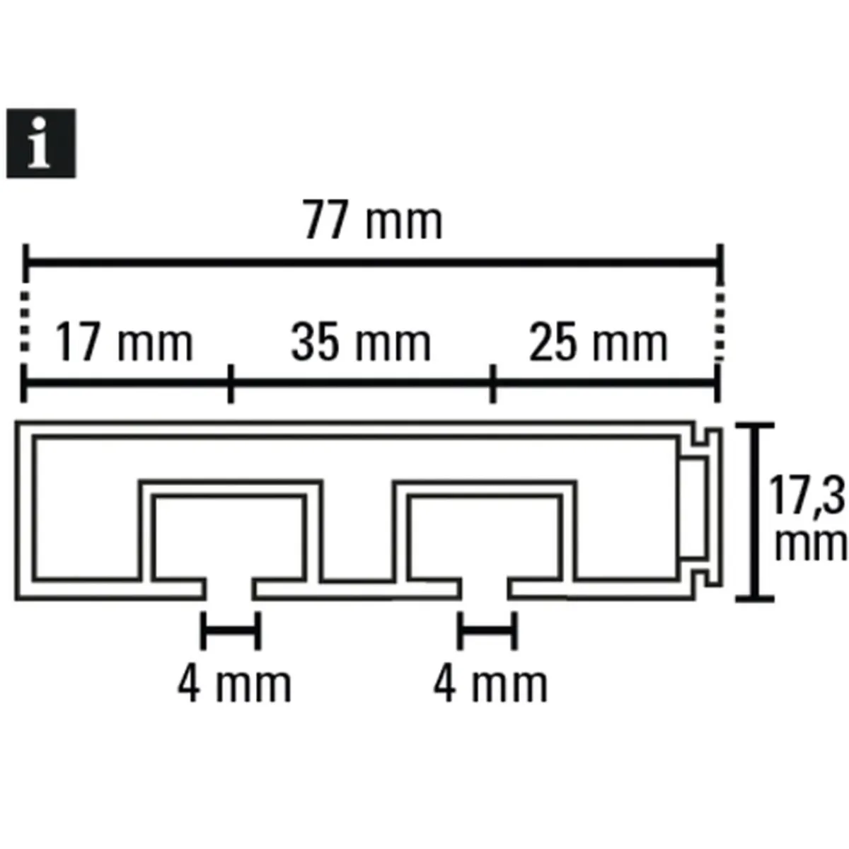 Vorhangschiene GE2 180 cm mit Profil für Blendenbefestigung weiß^Gardinia Discount
