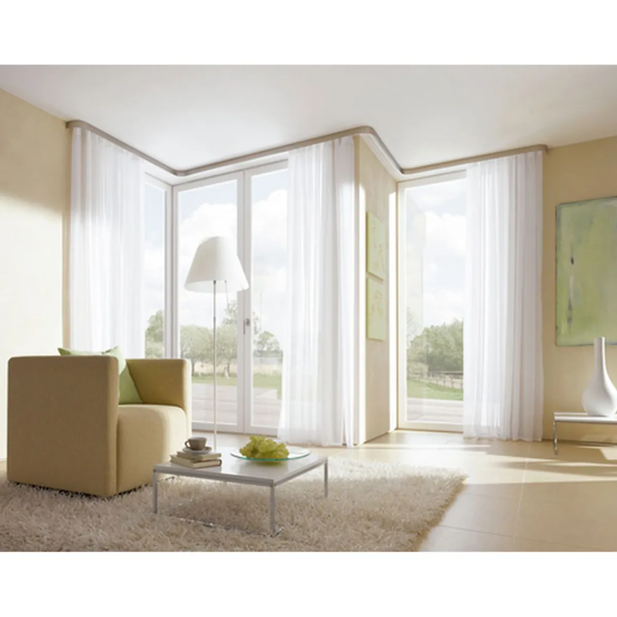 Vorhangschiene GE2 180 cm mit Profil für Blendenbefestigung weiß^Gardinia Discount