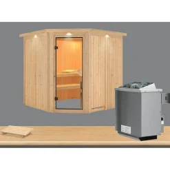 Systemsauna Jarin 68 mm 9 kW Ofen integr Strg mit Dachkranz^Karibu Clearance