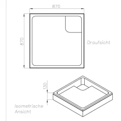 Ottofond Wannenträger quadratisch 90 x 90 cm