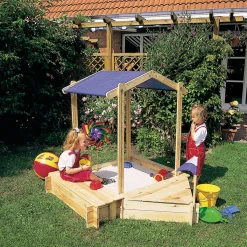 Promadino Set Sandkasten Peter mit Sitz- und Bugbox