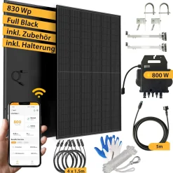 Balkonkraftwerk 800 Watt Full Black mit Halterung - 830 Wp APsystems Wechselrichter^VALE Outlet